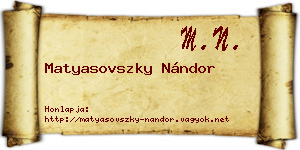 Matyasovszky Nándor névjegykártya