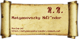 Matyasovszky Nándor névjegykártya